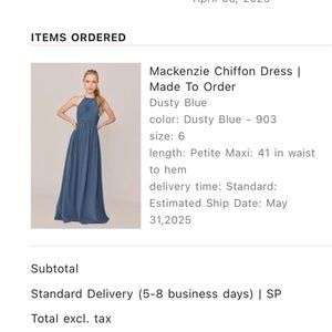 Revelry Mackenzie Chiffon Dress in Dusty Blue (903)
